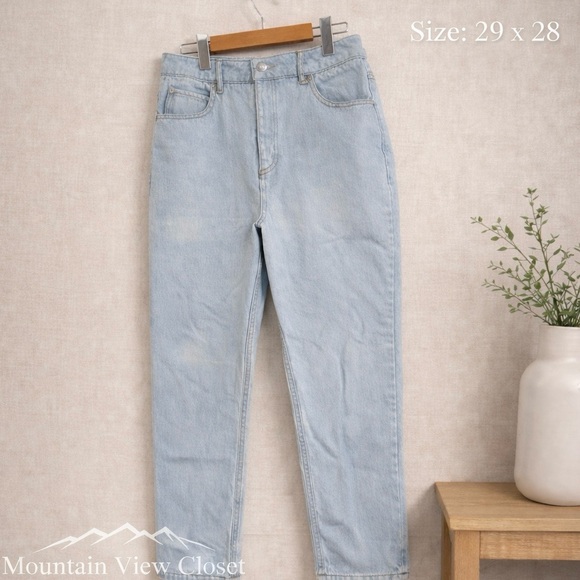 twik Denim - TWIK  High Waisted Distressed Straight Leg Organic Cotton Size 29 Aesthetic